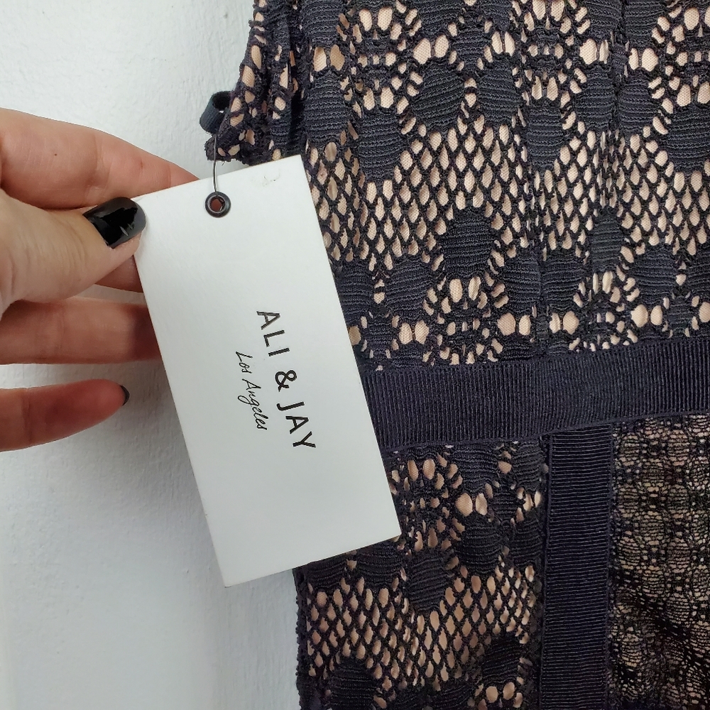 Ali & Jay Los Angeles Hola Mamacita Black Lace Nude Lining Sleeveless Mini Dress - Picture 3 of 10